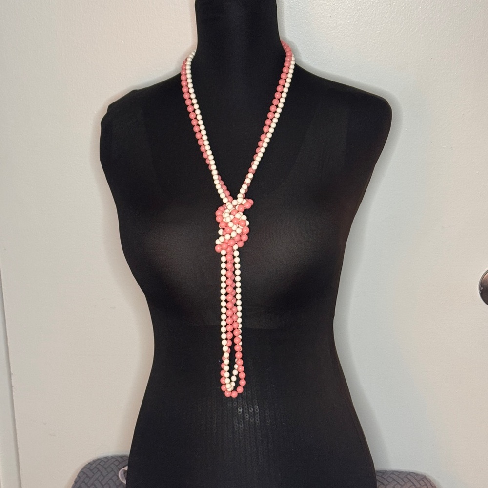 Pink and White Beaded Necklace